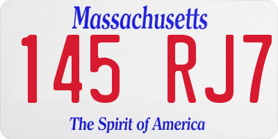 MA license plate 145RJ7