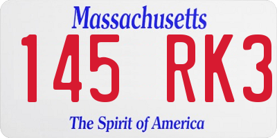 MA license plate 145RK3
