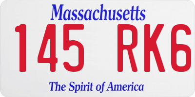 MA license plate 145RK6