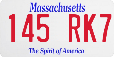 MA license plate 145RK7