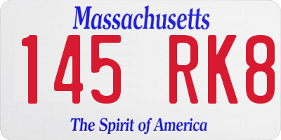 MA license plate 145RK8