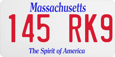 MA license plate 145RK9
