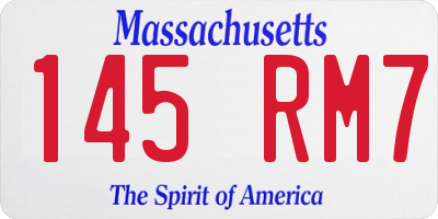 MA license plate 145RM7