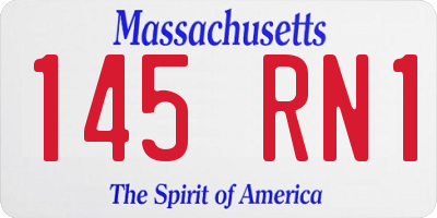 MA license plate 145RN1