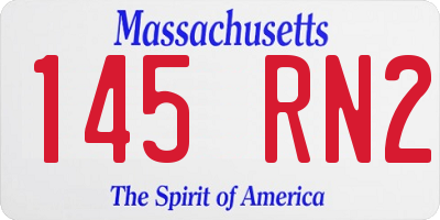 MA license plate 145RN2