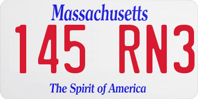 MA license plate 145RN3