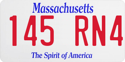 MA license plate 145RN4