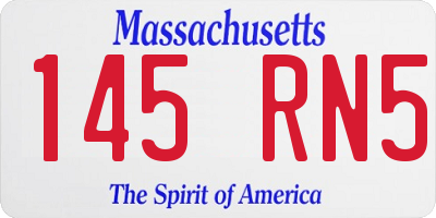 MA license plate 145RN5