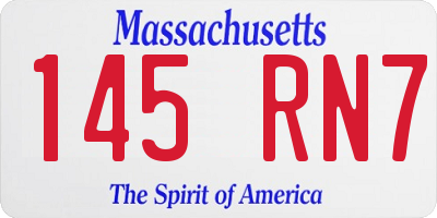 MA license plate 145RN7