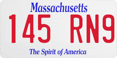MA license plate 145RN9