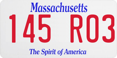 MA license plate 145RO3