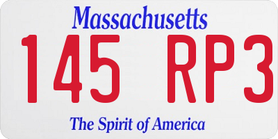 MA license plate 145RP3