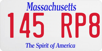 MA license plate 145RP8