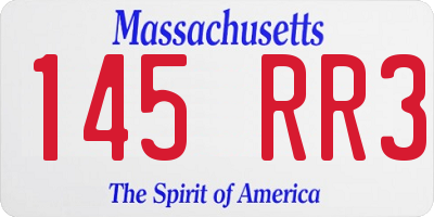 MA license plate 145RR3