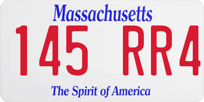 MA license plate 145RR4