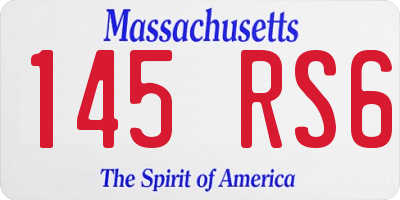 MA license plate 145RS6