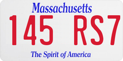 MA license plate 145RS7