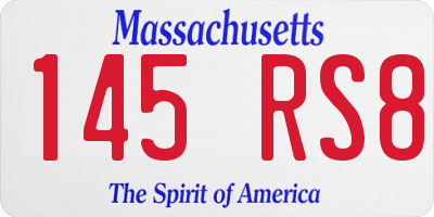 MA license plate 145RS8