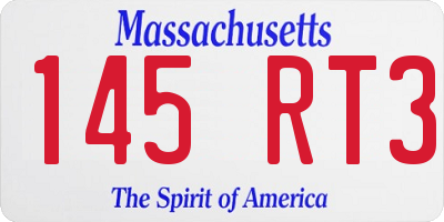 MA license plate 145RT3