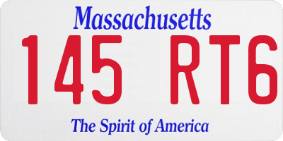 MA license plate 145RT6