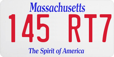 MA license plate 145RT7