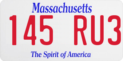 MA license plate 145RU3