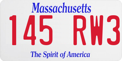 MA license plate 145RW3