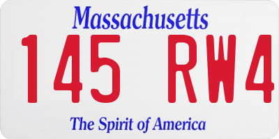MA license plate 145RW4