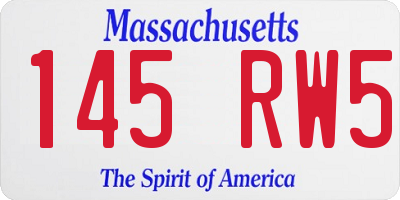 MA license plate 145RW5
