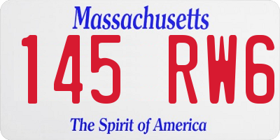 MA license plate 145RW6