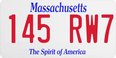 MA license plate 145RW7