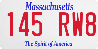 MA license plate 145RW8