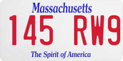 MA license plate 145RW9