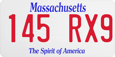 MA license plate 145RX9