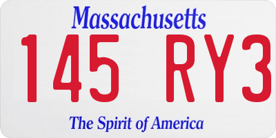 MA license plate 145RY3