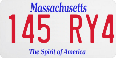 MA license plate 145RY4