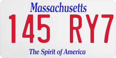 MA license plate 145RY7