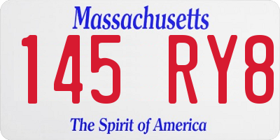 MA license plate 145RY8
