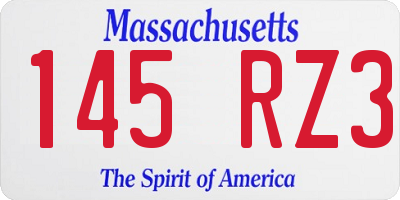 MA license plate 145RZ3