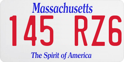 MA license plate 145RZ6