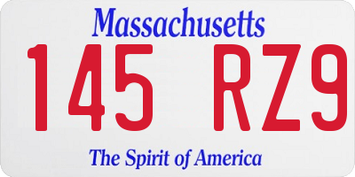 MA license plate 145RZ9