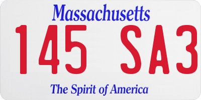 MA license plate 145SA3