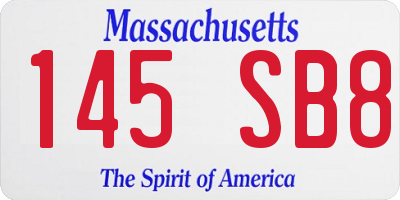 MA license plate 145SB8