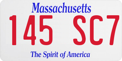 MA license plate 145SC7