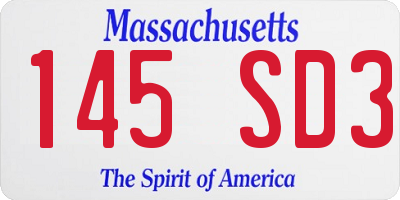 MA license plate 145SD3