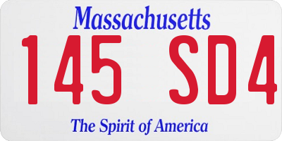 MA license plate 145SD4