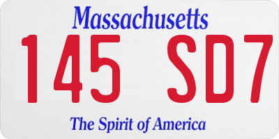 MA license plate 145SD7