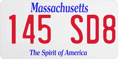 MA license plate 145SD8