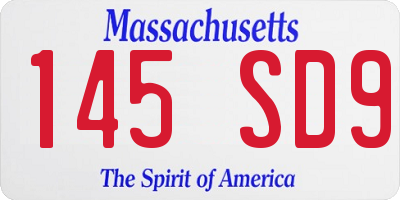 MA license plate 145SD9