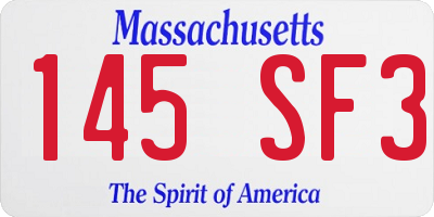 MA license plate 145SF3